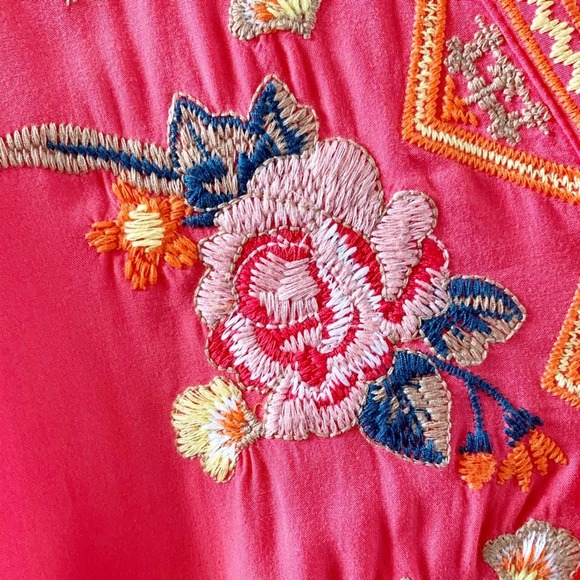 Andrée by Unit Embroidered Blouse Coral Pink 1X - Picture 5 of 8